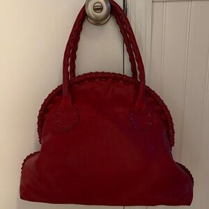 Henry Cuir x Barneys Leather Whipstitch Handler Maroon/Red medium